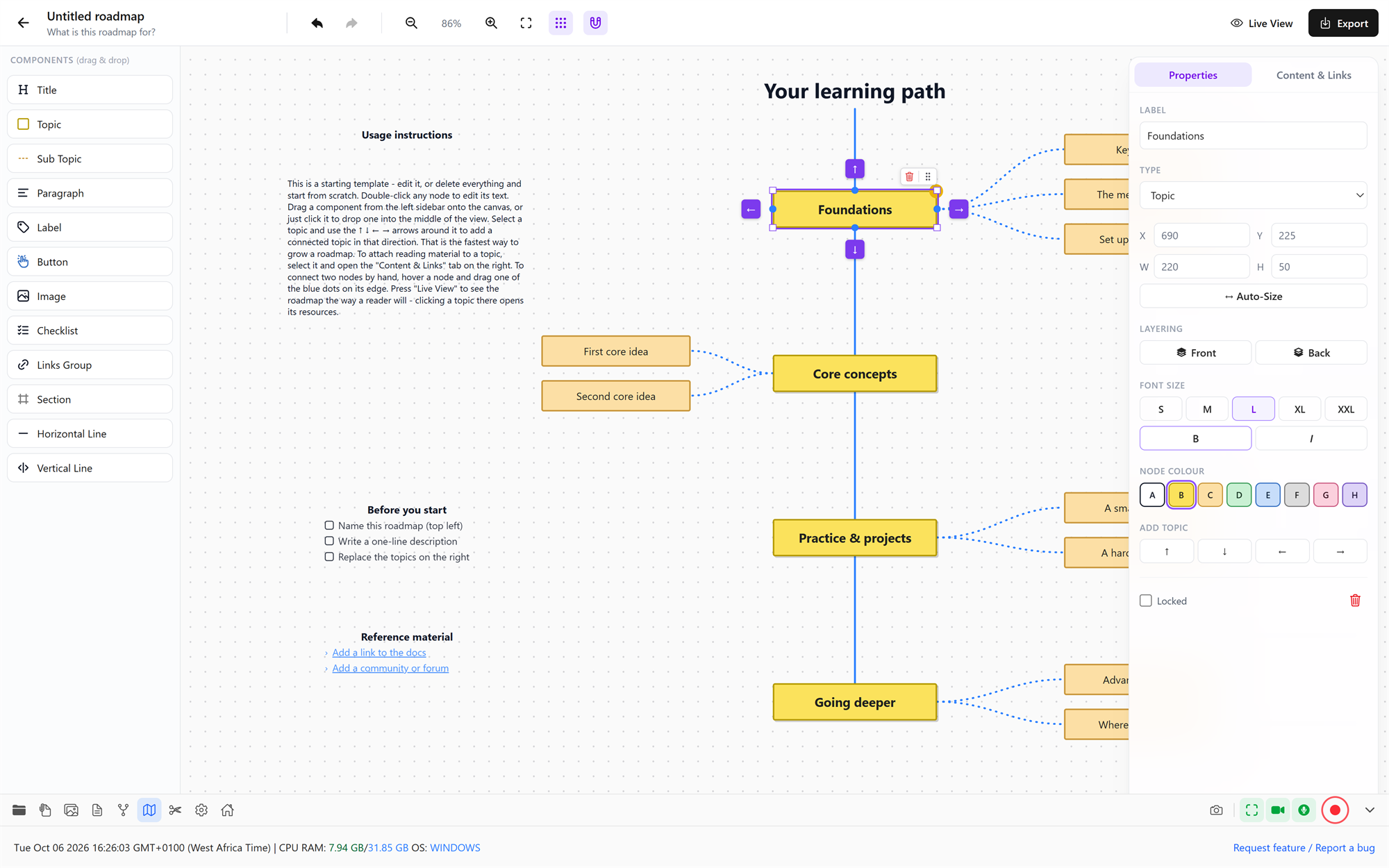 The mindmap editor